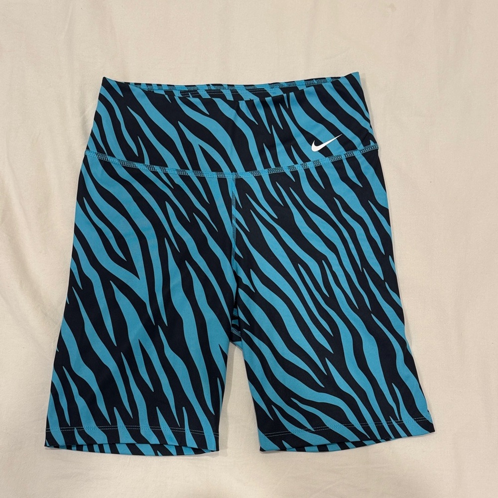 Nike Women's Blue and Black Zebra Bike Shorts